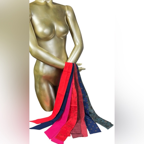 Lot Of 8 Vintage Bow Ties Birds, Dots, Paisley, Solids - Picture 2 of 4